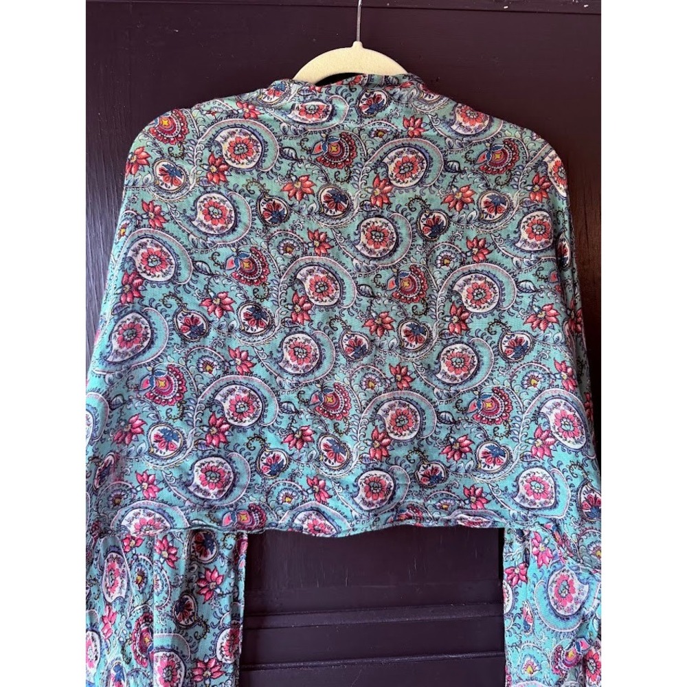 Womens Turquoise Paisley Floral Medallion Scarf Wrap Eyelash Fringe Boho Multi - Picture 6 of 9